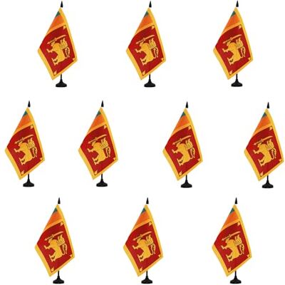 AZ FLAG Lot de 10 Drapeau De Table Sri Lanka 21x14 cm 10 Petits Drapeaux Sri Lankais De Bureau 100% Polyester Avec Hampe De 25cm Et Socle En Plastique Noir - Publicité AZ FLAG Lot de 10 Drapeau De Table Sri Lanka 21x14 cm 10 Petits Drapeaux Sri Lankais De Bureau 100% Polyester Avec Hampe De 25cm Et Socle En Plastique Noir - Publicité