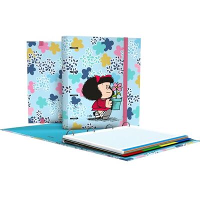 Grafoplás Classeur 4 anneaux avec recharge a4 Mafalda Lively Comprend 100 feuilles quadrillées 5 x 5 Intercalaires et enveloppes avec fermeture Dos incurvé ergonomique Carpebook Parfait - Publicité Grafoplás Classeur 4 anneaux avec recharge a4 Mafalda Lively Comprend 100 feuilles quadrillées 5 x 5 Intercalaires et enveloppes avec fermeture Dos incurvé ergonomique Carpebook Parfait - Publicité