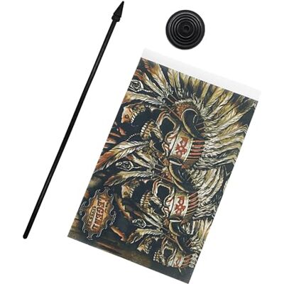 AZ FLAG Drapeau De Table Tête de Mort avec Indiens 21x14 cm Petit Drapeau Pirate Indien De Bureau 100% Polyester Avec Hampe De 25cm Et Socle En Plastique Noir - Publicité AZ FLAG Drapeau De Table Tête de Mort avec Indiens 21x14 cm Petit Drapeau Pirate Indien De Bureau 100% Polyester Avec Hampe De 25cm Et Socle En Plastique Noir - Publicité