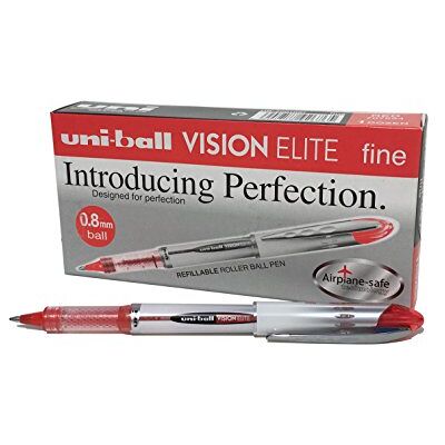uni-ball Vision Elite UB200 R Roller Encre Liquide 0,8 mm Rouge Lot de 12 - Publicité uni-ball Vision Elite UB200 R Roller Encre Liquide 0,8 mm Rouge Lot de 12 - Publicité