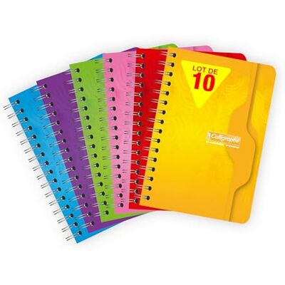 Calligraphe 74Cpack Un Lot de10 Carnets à spirale (une Marque de Clairefontaine) 9x14 cm 100 Pages Petits Carreaux 70 g Couvertures Carte Recyclée Vernie Couleurs Assorties Aléatoires - Publicité Calligraphe 74Cpack Un Lot de10 Carnets à spirale (une Marque de Clairefontaine) 9x14 cm 100 Pages Petits Carreaux 70 g Couvertures Carte Recyclée Vernie Couleurs Assorties Aléatoires - Publicité