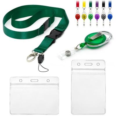 CKB LTD Lanière avec porte-cartes, lot de 4 pièces, comprend 1 cordon de sécurité amovible, 1 clip rétractable pour bobine Yo Yo, 2 badges d'identification transparents imperméables sur - Publicité CKB LTD Lanière avec porte-cartes, lot de 4 pièces, comprend 1 cordon de sécurité amovible, 1 clip rétractable pour bobine Yo Yo, 2 badges d'identification transparents imperméables sur - Publicité
