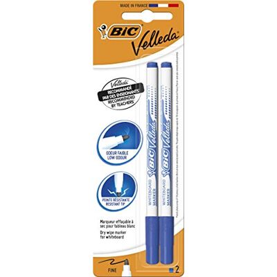 BIC Velleda 1721 Feutres Effaçables à Sec Bleu, Blister de 2 - Publicité BIC Velleda 1721 Feutres Effaçables à Sec Bleu, Blister de 2 - Publicité