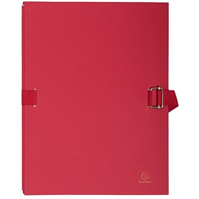 Exacompta Réf. 725E Carton de 10 chemises à dos extensible en papier toilé couleur dos extensible jusqu'à 13 cm fermeture par sangle dim 24 x 32 cm pour format A4 couleur rouge - Publicité Exacompta Réf. 725E Carton de 10 chemises à dos extensible en papier toilé couleur dos extensible jusqu'à 13 cm fermeture par sangle dim 24 x 32 cm pour format A4 couleur rouge - Publicité