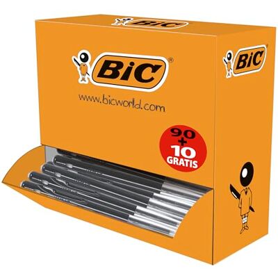 BIC M10 Original Stylos-Bille Rétractables Pointe Moyenne (1,0 mm) Encre de couleur Noire, Boîte de 90+10 - Publicité BIC M10 Original Stylos-Bille Rétractables Pointe Moyenne (1,0 mm) Encre de couleur Noire, Boîte de 90+10 - Publicité