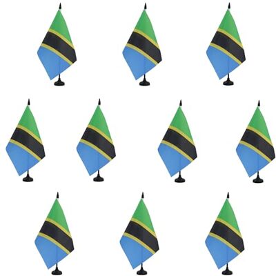 AZ FLAG Lot de 10 Drapeau De Table Tanzanie 21x14 cm 10 Petits Drapeaux Tanzanien De Bureau 100% Polyester Avec Hampe De 25cm Et Socle En Plastique Noir - Publicité AZ FLAG Lot de 10 Drapeau De Table Tanzanie 21x14 cm 10 Petits Drapeaux Tanzanien De Bureau 100% Polyester Avec Hampe De 25cm Et Socle En Plastique Noir - Publicité