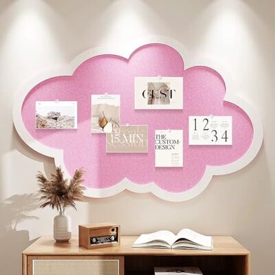 MOTTK Joli tableau d'affichage mural en liège en forme de nuage avec punaises Tableau mémo autocollant en feutre Décoration murale pour bureau, maison, école (rose, 60 x 40 cm) - Publicité MOTTK Joli tableau d'affichage mural en liège en forme de nuage avec punaises Tableau mémo autocollant en feutre Décoration murale pour bureau, maison, école (rose, 60 x 40 cm) - Publicité