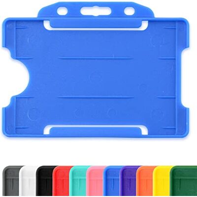 CKB LTD Bleu Lot de 100 porte-badges en plastique rigide à glisser sur une face ouverte pour carte d'identité badge horizontal ou paysage, peut contenir une carte de crédit CR80 86 mm 54 mm - Publicité CKB LTD Bleu Lot de 100 porte-badges en plastique rigide à glisser sur une face ouverte pour carte d'identité badge horizontal ou paysage, peut contenir une carte de crédit CR80 86 mm 54 mm - Publicité