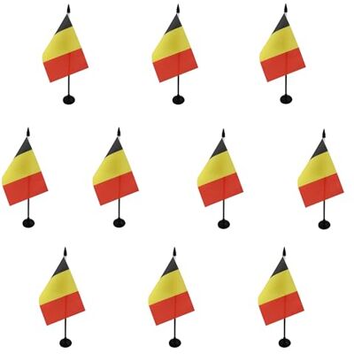 AZ FLAG Lot de 10 Drapeau De Table Belgique 15x10 cm 10 Mini Drapeaux Belge De Bureau 100% Polyester Avec Hampe De 25cm Et Socle En Plastique Noir - Publicité AZ FLAG Lot de 10 Drapeau De Table Belgique 15x10 cm 10 Mini Drapeaux Belge De Bureau 100% Polyester Avec Hampe De 25cm Et Socle En Plastique Noir - Publicité