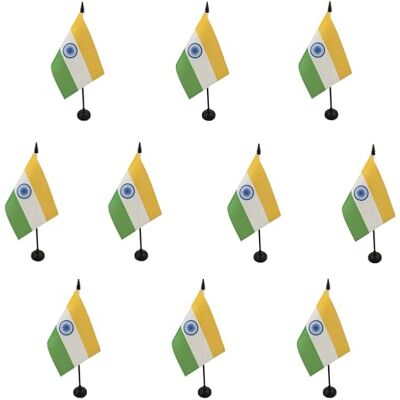 AZ FLAG Lot de 10 Drapeau De Table Inde 15x10 cm 10 Mini Drapeaux Indien De Bureau 100% Polyester Avec Hampe De 25cm Et Socle En Plastique Noir - Publicité AZ FLAG Lot de 10 Drapeau De Table Inde 15x10 cm 10 Mini Drapeaux Indien De Bureau 100% Polyester Avec Hampe De 25cm Et Socle En Plastique Noir - Publicité