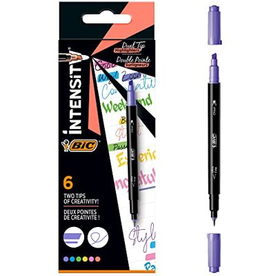 BIC Intensity Dual Tip marqueur 6 pièce(s) Pointe biseautée fine Bleu, Vert, Pêche, Rose, Violet, Jaune - Publicité BIC Intensity Dual Tip marqueur 6 pièce(s) Pointe biseautée fine Bleu, Vert, Pêche, Rose, Violet, Jaune - Publicité