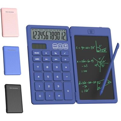 GUYUCOM Calculatrice avec Tablette d'écriture et Stylo, Fonctionne à l'énergie Solaire et Piles, Convient pour Les étudiants, Les Familles, Les Bureaux (Bleu) - Publicité GUYUCOM Calculatrice avec Tablette d'écriture et Stylo, Fonctionne à l'énergie Solaire et Piles, Convient pour Les étudiants, Les Familles, Les Bureaux (Bleu) - Publicité