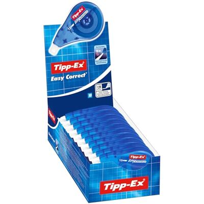 Tipp-Ex Easy Correct Rubans Correcteurs de 12 m x 4,2 mm avec système de correction latérale, Boîte de 10 - Publicité Tipp-Ex Easy Correct Rubans Correcteurs de 12 m x 4,2 mm avec système de correction latérale, Boîte de 10 - Publicité