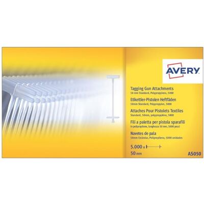 Avery Boîte de 5000 Attaches Standard en Polypropylène 40 mm Transparentes Attaches de Sécurité pour Étiquettes et Badges Compatibles avec Pistolet d'Étiquetage Textile et Accessoires - Publicité Avery Boîte de 5000 Attaches Standard en Polypropylène 40 mm Transparentes Attaches de Sécurité pour Étiquettes et Badges Compatibles avec Pistolet d'Étiquetage Textile et Accessoires - Publicité