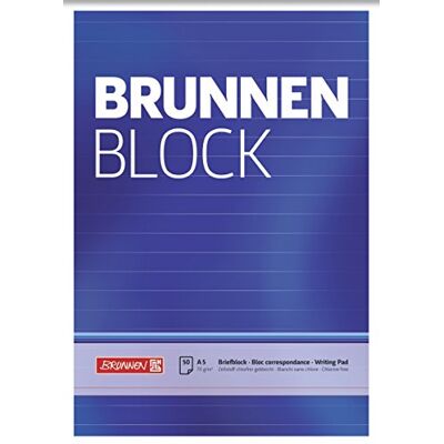 BRUNNEN briefpapierblock-bloc de feuilles lignées-a5-blanc-lot de 50 - Publicité BRUNNEN briefpapierblock-bloc de feuilles lignées-a5-blanc-lot de 50 - Publicité