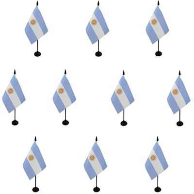 AZ FLAG Lot de 10 Drapeau De Table Argentine 15x10 cm 10 Mini Drapeaux Argentin De Bureau 100% Polyester Avec Hampe De 25cm Et Socle En Plastique Noir - Publicité AZ FLAG Lot de 10 Drapeau De Table Argentine 15x10 cm 10 Mini Drapeaux Argentin De Bureau 100% Polyester Avec Hampe De 25cm Et Socle En Plastique Noir - Publicité