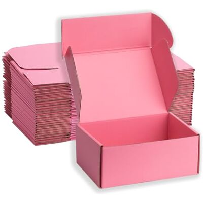 DUZCLI Lot de 20 petites boîtes d'expédition en carton ondulé rose de 20,3 x 15,2 x 7,6 cm pour expédition, emballage, petite entreprise et emballage cadeau, recyclables et robustes - Publicité DUZCLI Lot de 20 petites boîtes d'expédition en carton ondulé rose de 20,3 x 15,2 x 7,6 cm pour expédition, emballage, petite entreprise et emballage cadeau, recyclables et robustes - Publicité