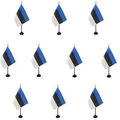 AZ FLAG Lot de 10 Mini Drapeau Estonie De Table 15x10 cm 10 Drapeaux Estonien De Bureau 100% Polyester Avec Hampe Point Dorée - Publicité AZ FLAG Lot de 10 Mini Drapeau Estonie De Table 15x10 cm 10 Drapeaux Estonien De Bureau 100% Polyester Avec Hampe Point Dorée - Publicité