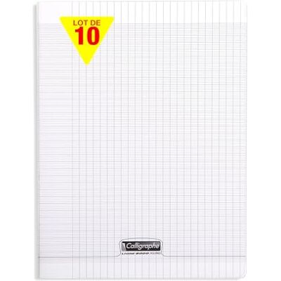 Calligraphe 18179Cpack Un lot de 10 Cahiers Agrafés Incolores (une Marque de Clairefontaine) 24x32 cm 48 Pages Grands Carreaux Papier Blanc 90 g Couverture Polypro Transparent - Publicité Calligraphe 18179Cpack Un lot de 10 Cahiers Agrafés Incolores (une Marque de Clairefontaine) 24x32 cm 48 Pages Grands Carreaux Papier Blanc 90 g Couverture Polypro Transparent - Publicité