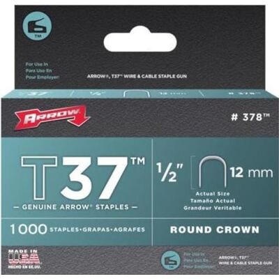 Arrow Pack de 1000 Cavaliers 12 mm pour Agrafeuse cable T37 - Publicité Arrow Pack de 1000 Cavaliers 12 mm pour Agrafeuse cable T37 - Publicité