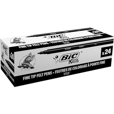 BIC Kids Visa Feutres de Coloriage à Pointe Fine, Lavables, Encre à base d'eau Couleur Noire, Boîte de 24 - Publicité BIC Kids Visa Feutres de Coloriage à Pointe Fine, Lavables, Encre à base d'eau Couleur Noire, Boîte de 24 - Publicité