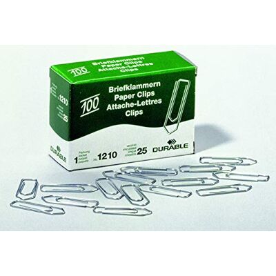Durable Lot de 100 trombones de bureau , galvanisées, 32 mm - Publicité Durable Lot de 100 trombones de bureau , galvanisées, 32 mm - Publicité