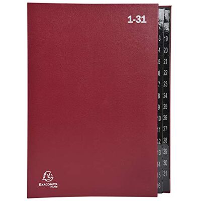 Exacompta Réf. 57035E 1 trieur Ordonator couverture rigide intérieur en carte noire onglets plastifiés numériques de 1 à 31 32 compartiments dim 25x33 cm pour A4 couleur rouge - Publicité Exacompta Réf. 57035E 1 trieur Ordonator couverture rigide intérieur en carte noire onglets plastifiés numériques de 1 à 31 32 compartiments dim 25x33 cm pour A4 couleur rouge - Publicité