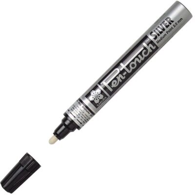 SAKURA Générique Pen Touch Pointe MÉDIUM 2 MM Argent - Publicité SAKURA Générique Pen Touch Pointe MÉDIUM 2 MM Argent - Publicité