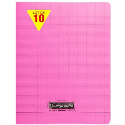 Calligraphe 18101Cpack Un lot de 10 Cahiers Agrafés Roses (une Marque de Clairefontaine) 17x22 cm 48 Pages Grands Carreaux Papier Blanc 90 g Couverture Polypro Transparent - Publicité Calligraphe 18101Cpack Un lot de 10 Cahiers Agrafés Roses (une Marque de Clairefontaine) 17x22 cm 48 Pages Grands Carreaux Papier Blanc 90 g Couverture Polypro Transparent - Publicité
