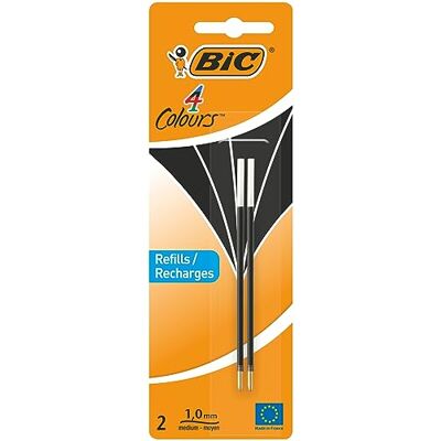 BIC 4 Couleurs Recharges pour Stylo-Bille Pointe Moyenne (1,0 mm) – Encre Noire, Blister de 2 - Publicité BIC 4 Couleurs Recharges pour Stylo-Bille Pointe Moyenne (1,0 mm) – Encre Noire, Blister de 2 - Publicité