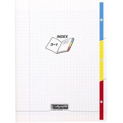 Calligraphe Lot de 10 Cahier Ligne 8000 24x32, 96p./48 feuilles 90 g/m² piquées, 3 index, couv. PP incolore, Séyès - Publicité Calligraphe Lot de 10 Cahier Ligne 8000 24x32, 96p./48 feuilles 90 g/m² piquées, 3 index, couv. PP incolore, Séyès - Publicité
