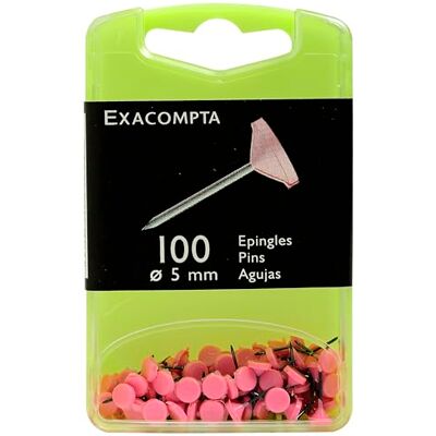 Exacompta BTE 100 EPINGLES TETE PLATE 5MM ROSE - Publicité Exacompta BTE 100 EPINGLES TETE PLATE 5MM ROSE - Publicité