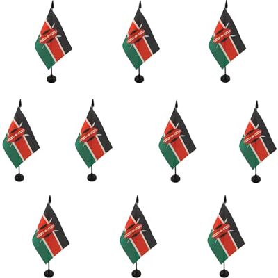 AZ FLAG Lot de 10 Drapeau De Table Kenya 15x10 cm 10 Mini Drapeaux Kenyan De Bureau 100% Polyester Avec Hampe De 25cm Et Socle En Plastique Noir - Publicité AZ FLAG Lot de 10 Drapeau De Table Kenya 15x10 cm 10 Mini Drapeaux Kenyan De Bureau 100% Polyester Avec Hampe De 25cm Et Socle En Plastique Noir - Publicité