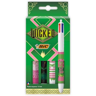 BIC Stylo 4 Couleurs Décors Édition Limitée Noël Wicked, Stylo à Bille Collectionneur Couleurs Assorties, Étui de 4 - Publicité BIC Stylo 4 Couleurs Décors Édition Limitée Noël Wicked, Stylo à Bille Collectionneur Couleurs Assorties, Étui de 4 - Publicité