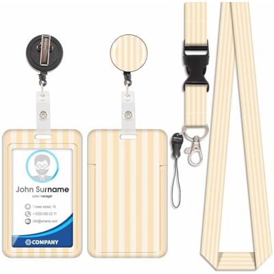 Viojrlly Porte Badge avec Cordon Tour De Cou avec Porte-Cartes, Porte Carte avec Enrouleurs de Badge Rétractable, Swivel Lobster Clasp, Détachable Lanyard, pour porte badges d'Identification (Rayures-Jaune) - Publicité Viojrlly Porte Badge avec Cordon Tour De Cou avec Porte-Cartes, Porte Carte avec Enrouleurs de Badge Rétractable, Swivel Lobster Clasp, Détachable Lanyard, pour porte badges d'Identification (Rayures-Jaune) - Publicité