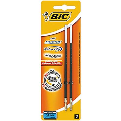BIC Blister de 2 recharges pour Atlantis Pointe moyenne noir - Publicité BIC Blister de 2 recharges pour Atlantis Pointe moyenne noir - Publicité