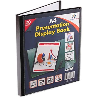 Habercrafts Classeur de présentation à 20 pochettes en plastique Format A4-40 vues (lot de 12) - Publicité Habercrafts Classeur de présentation à 20 pochettes en plastique Format A4-40 vues (lot de 12) - Publicité