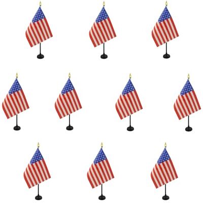 AZ FLAG Lot de 10 Mini Drapeau Etats-Unis De Table 15x10 cm 10 Drapeaux Américain Usa De Bureau 100% Polyester Avec Hampe Point Dorée - Publicité AZ FLAG Lot de 10 Mini Drapeau Etats-Unis De Table 15x10 cm 10 Drapeaux Américain Usa De Bureau 100% Polyester Avec Hampe Point Dorée - Publicité