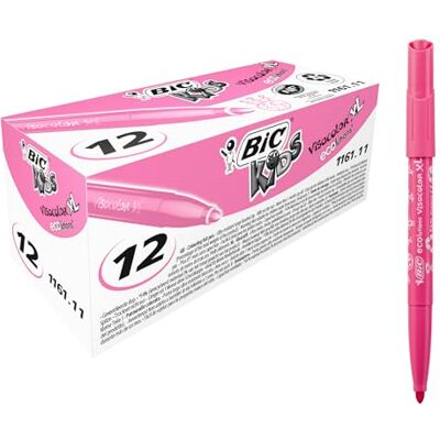 BIC Kids Visacolor XL Feutres de Coloriage à Pointe Large, Lavables, Encre à base d'eau Rose, Boîte de 12 - Publicité BIC Kids Visacolor XL Feutres de Coloriage à Pointe Large, Lavables, Encre à base d'eau Rose, Boîte de 12 - Publicité
