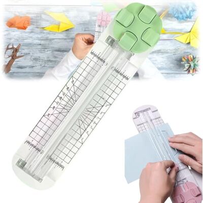 ZrdlqlLcjxy 4 in 1 Paper Cutter Duomiluo, 4-in-1 Multi-Function Paper Trimmer, 4 Style Multi-Function Trimmer with Straight, Wavy, Perforation and Crease Blade, for Cutting Paper,Coupons (Green) - Publicité ZrdlqlLcjxy 4 in 1 Paper Cutter Duomiluo, 4-in-1 Multi-Function Paper Trimmer, 4 Style Multi-Function Trimmer with Straight, Wavy, Perforation and Crease Blade, for Cutting Paper,Coupons (Green) - Publicité