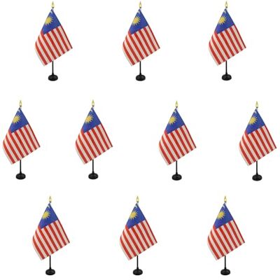 AZ FLAG Lot de 10 Mini Drapeau Malaisie De Table 15x10 cm 10 Drapeaux Malaisien De Bureau 100% Polyester Avec Hampe Point Dorée - Publicité AZ FLAG Lot de 10 Mini Drapeau Malaisie De Table 15x10 cm 10 Drapeaux Malaisien De Bureau 100% Polyester Avec Hampe Point Dorée - Publicité