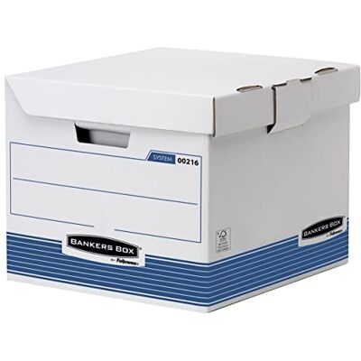 Fellowes Lot de 10 Boîtes à Conteneur flip top Bleu/blanc - Publicité Fellowes Lot de 10 Boîtes à Conteneur flip top Bleu/blanc - Publicité