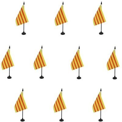 AZ FLAG Lot de 10 Drapeau De Table Catalogne 15x10 cm 10 Mini Drapeaux Catalan De Bureau 100% Polyester Avec Hampe De 25cm Et Socle En Plastique Noir - Publicité AZ FLAG Lot de 10 Drapeau De Table Catalogne 15x10 cm 10 Mini Drapeaux Catalan De Bureau 100% Polyester Avec Hampe De 25cm Et Socle En Plastique Noir - Publicité