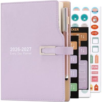 Holderzwu Agenda académique 2026-2027, de juillet 2026 à juin 2027 Format A5 Un jour par page Organisateur avec autocollants de calendrier Agenda planificateur avec porte-stylo et stylo Papier épais - Publicité Holderzwu Agenda académique 2026-2027, de juillet 2026 à juin 2027 Format A5 Un jour par page Organisateur avec autocollants de calendrier Agenda planificateur avec porte-stylo et stylo Papier épais - Publicité