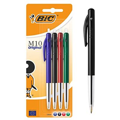 BIC M10 Original Stylos-Bille Rétractables Pointe Moyenne (1,0 mm) Couleurs Assorties, Blister de 4 - Publicité BIC M10 Original Stylos-Bille Rétractables Pointe Moyenne (1,0 mm) Couleurs Assorties, Blister de 4 - Publicité