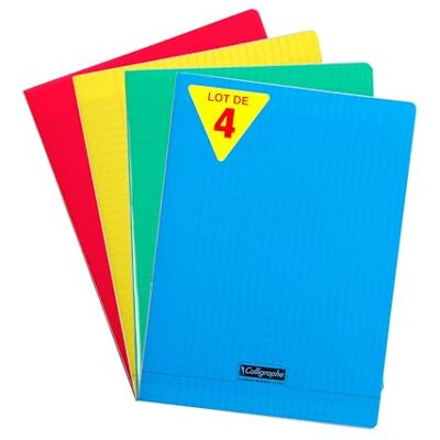 Calligraphe 18399AMZC Un lot de 4 Cahiers Agrafés (une Marque de Clairefontaine) 24x32 cm 96 Pages Petits Carreaux 90 g 4 couleurs assorties (Bleu, Rouge, Jaune et Vert) - Publicité Calligraphe 18399AMZC Un lot de 4 Cahiers Agrafés (une Marque de Clairefontaine) 24x32 cm 96 Pages Petits Carreaux 90 g 4 couleurs assorties (Bleu, Rouge, Jaune et Vert) - Publicité