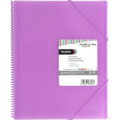 Grafoplás Classeur avec pochettes transparentes A4 Lavande 40 pochettes en polypropylène extra Couverture en plastique souple Spirale PVC Multiline Parfait comme matériel scolaire et bureau - Publicité Grafoplás Classeur avec pochettes transparentes A4 Lavande 40 pochettes en polypropylène extra Couverture en plastique souple Spirale PVC Multiline Parfait comme matériel scolaire et bureau - Publicité