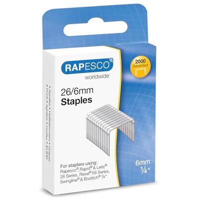 Rapesco S2662MA3 Agrafes Galvanisées 26/6mm (No.56), Lot de 2000 - Publicité Rapesco S2662MA3 Agrafes Galvanisées 26/6mm (No.56), Lot de 2000 - Publicité
