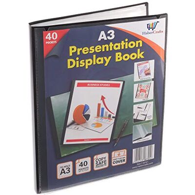 Habercrafts Classeur de présentation à 40 pochettes en plastique Format A3-80 vues - Publicité Habercrafts Classeur de présentation à 40 pochettes en plastique Format A3-80 vues - Publicité