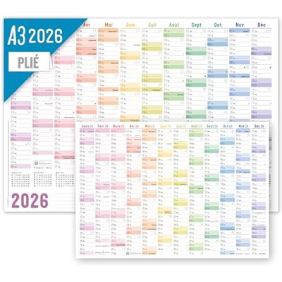 Häfft Calendrier mural ® 2026 au format A3 en français (42 x 29,7 cm) « Rainbow » - Publicité Häfft Calendrier mural ® 2026 au format A3 en français (42 x 29,7 cm) « Rainbow » - Publicité